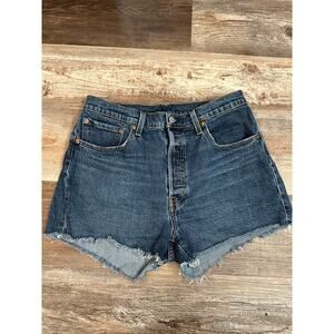 Levi's Women's 501 Original High-Rise Shorts distressed classic button fly sz 32
